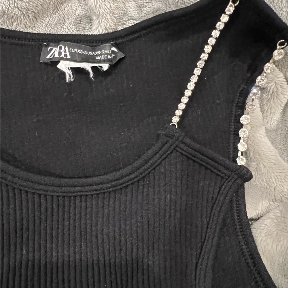 Zara one sleeved rhinestone crop top - Picture 5 of 5